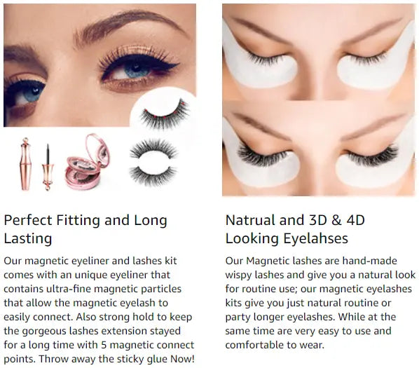 NNETM 5 Pairs Magnetic Eyelashes And Eyeliner Kit Reusable 3D Magnetic False Lashes Extension No Glue Needed