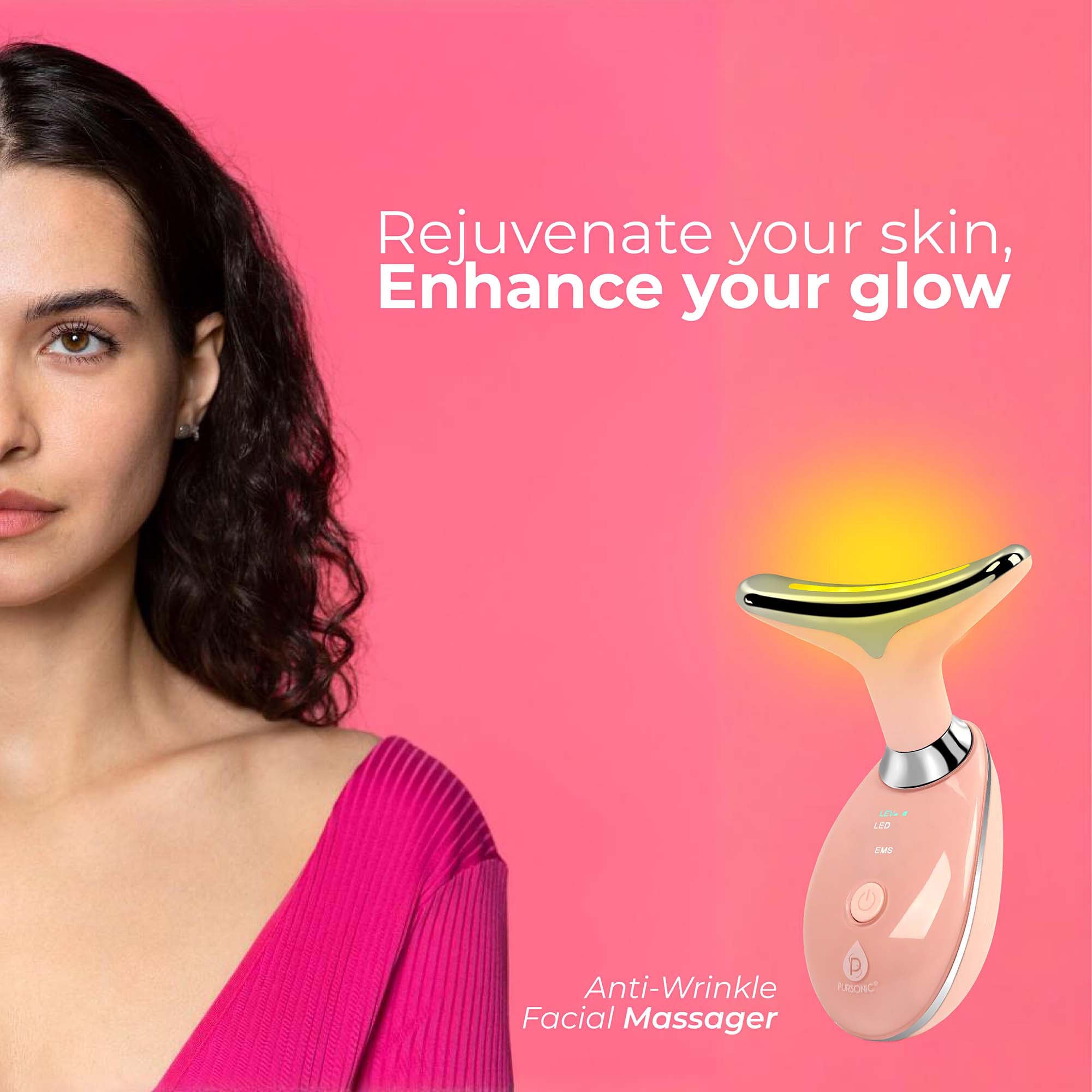 Pursonic LED Glow Set – 7-in-1 LED Light Therapy Face Mask + 7-in-1 LED Face & Neck Sculpting Wand