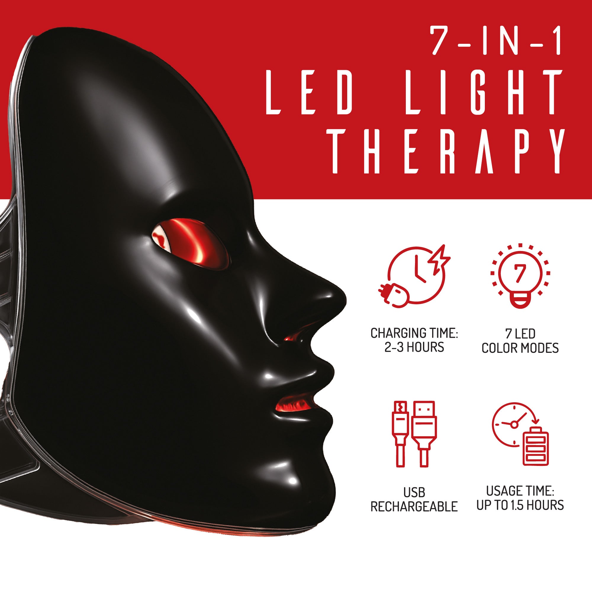His & Hers Professional Glow at Home: 7-in-1 LED Light Therapy Face Mask