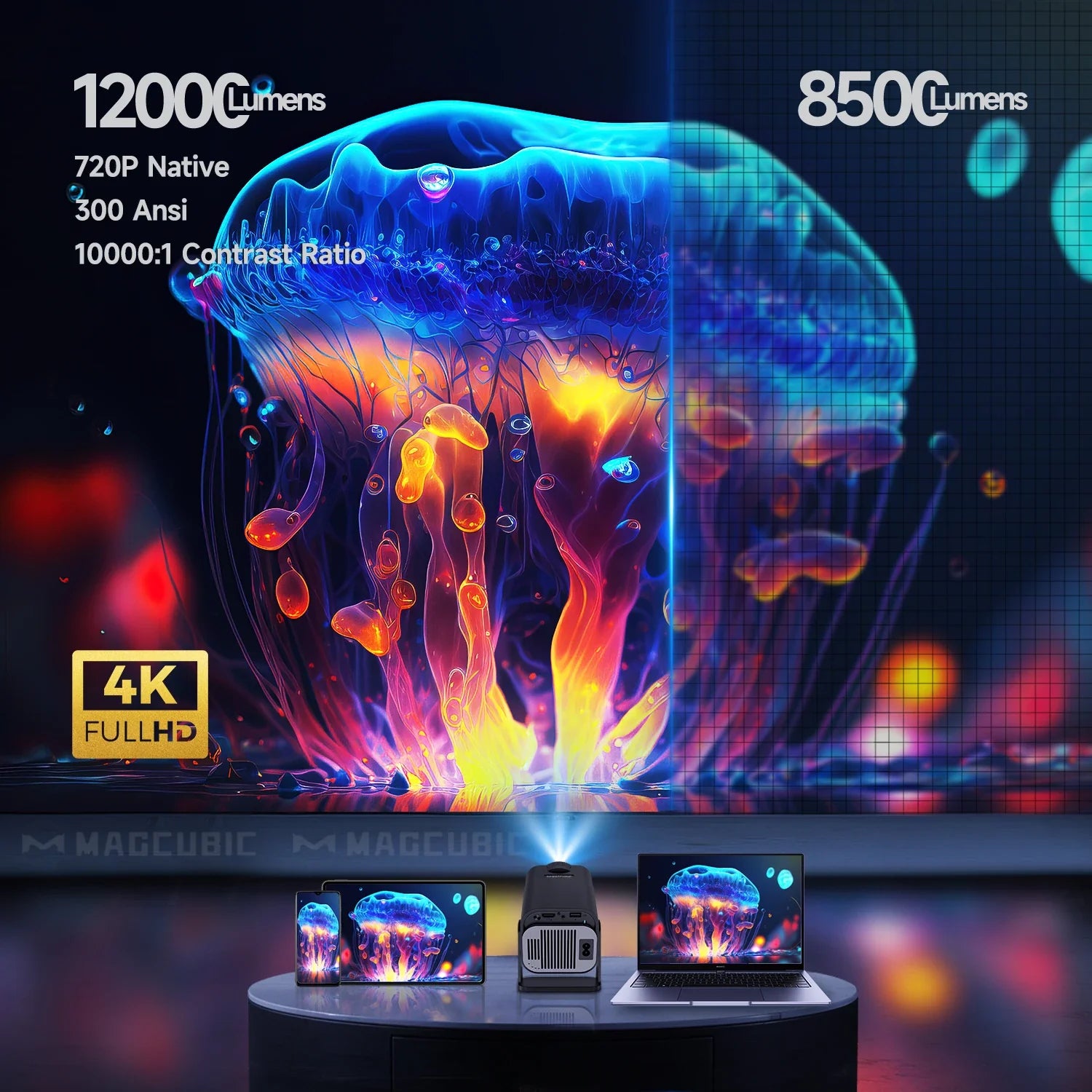 NNEOBA Mini Android 11 Projector (Black)