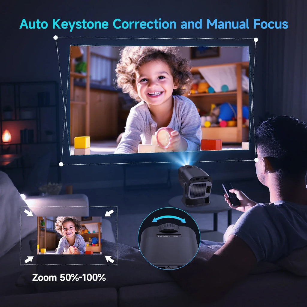 NNEOBA Mini Android 11 Projector (Black)