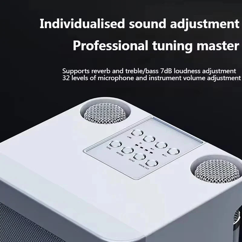 Portable Dual Microphone Karaoke Speaker System (White)-3