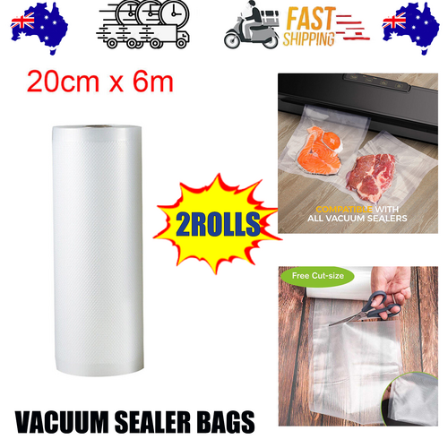 NNEDSZ 2ROLLS 20CM Vacuum Sealer Bags Rolls Vaccum Food Saver Storage Seal 6M