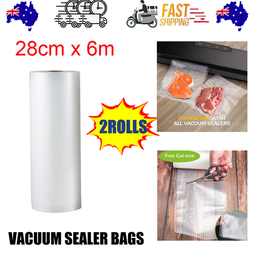 NNEDSZ 2ROLLS 28CM Vacuum Sealer Bags Rolls Vaccum Food Saver Storage Seal 6M